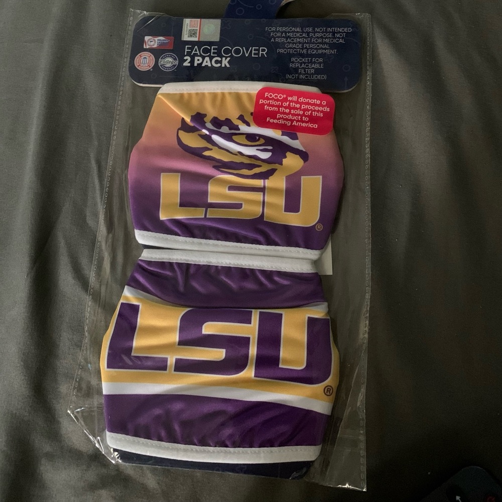 NWT LSU FACE MASK 2 PACK